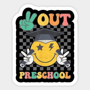 Groovy Peace Out PRESCHOOL Graduation Smile Last Day School Sticker